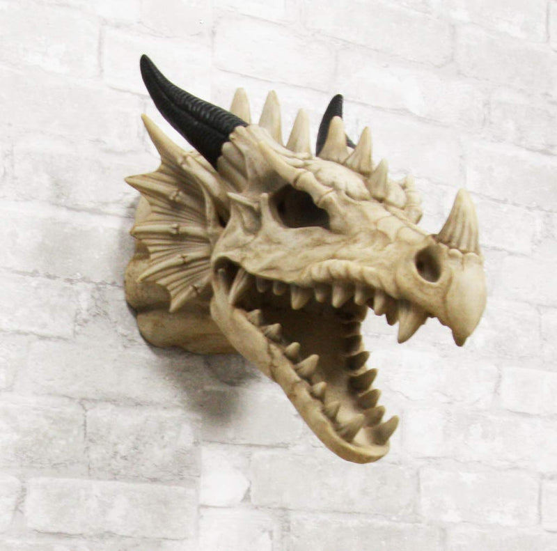 Ebros 13"D Medieval Fantasy Necromancer Roaring Dragon Skull Wall Decor Plaque