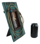 Rustic Western Cowboy Turquoise Barn Wood With Lasso Rope and Cross Photo Frame
