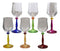 Italian Set of 6 Beveled Champagne Wine Glasses With Infused Colorful Stems