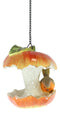 Ebros Red Apple Fruit With Perching Finch Bird Feeder With Hanging Chains Figurine