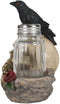 Ebros Day Of The Dead Raven Crow W/ Rose Skull Salt & Pepper Shakers Holder Set