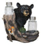Ebros Black Bear In the Woods Salt And Pepper Shakers Holder Set 6.25"Tall