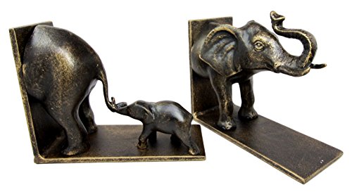 Ebros African Elephant Matriarch and Baby Rites of Passage Aluminum Decorative Bookends