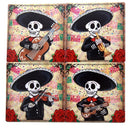 Ebros Day Of The Dead Skeleton Mariachi Band Coaster Set of Four Ceramic Tiles With Cork Backing Dias De Muertos Coasters