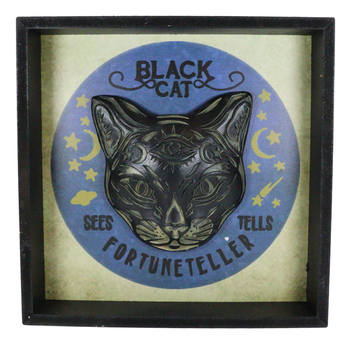 Moons Stars Wicca Black Cat Sees Tells Fortune Teller Wall Decor Picture Frame