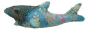 Great White Shark Hand Crafted Paper Mache In Colorful Sari Fabric Figurine
