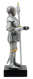 Silver & Gold Italian Knight Figurine 9"H Medieval Suit Of Armor Battle Axeman