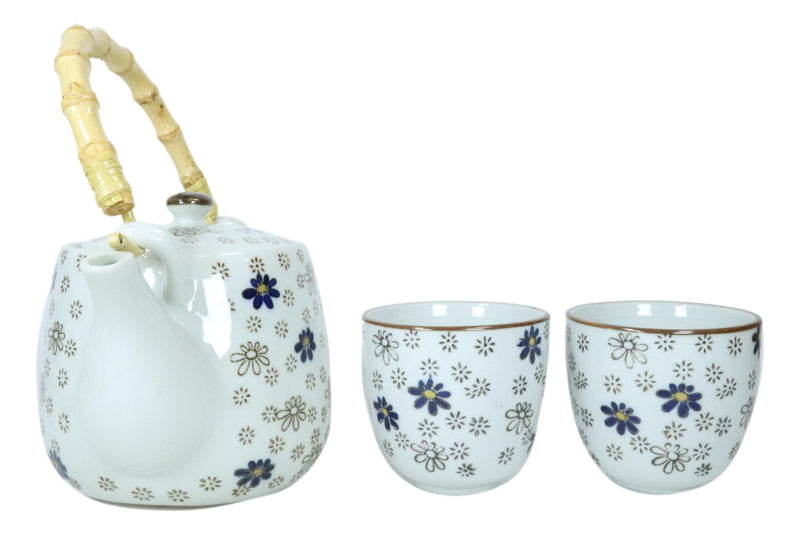Japanese Cherry Blossom Rain 20oz Ceramic Tea Pot and Cups Set Serves 4 People