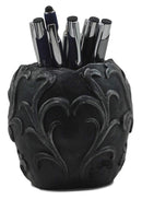 Ebros Gift Tribal Tattoo Floral Skull Pen Holder Figurine 5.75"L Office Decor