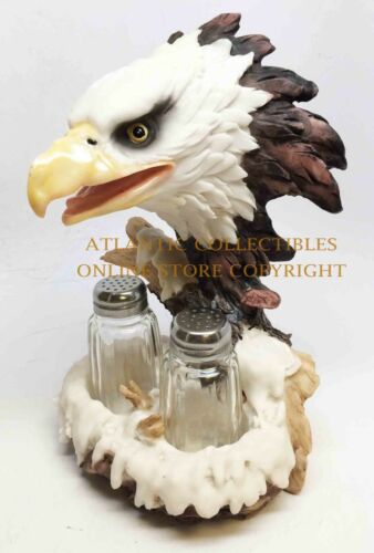 American Bald Eagle And Nest Salt And Pepper Shakers Holder Set Home Decor