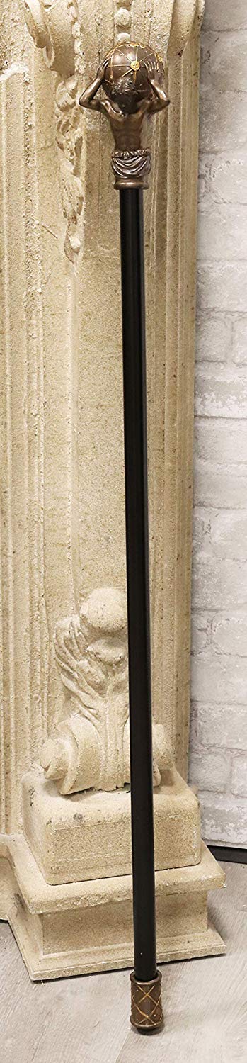 Ebros Greek Titan God Atlas Bearing Globe Decorative Prop Walking Cane 39"H - Ebros Gift