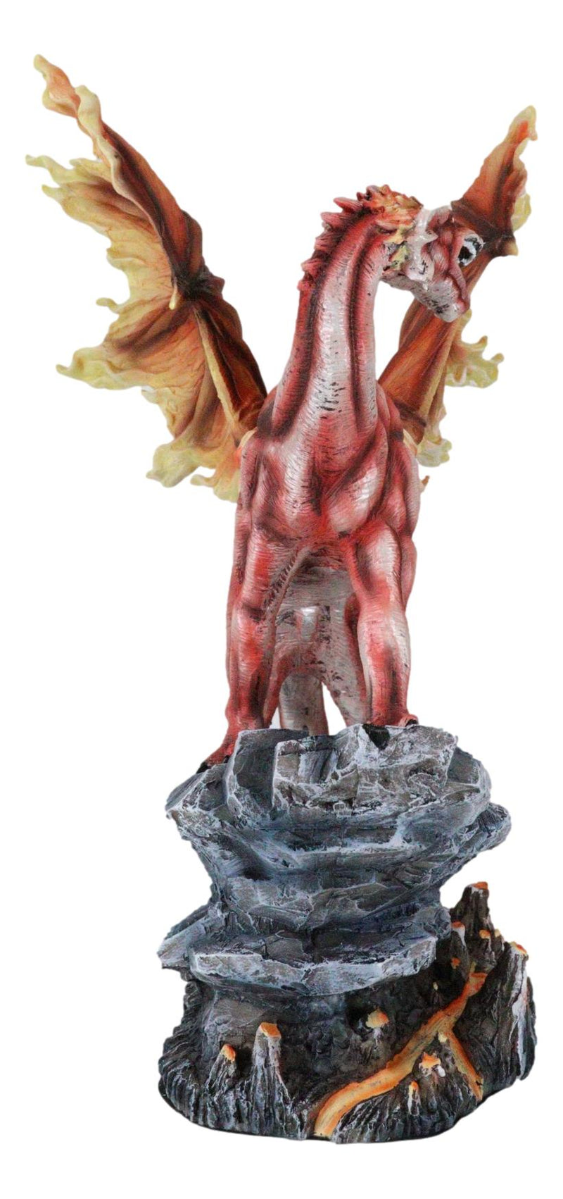 Ebros Large Red Magma Lava Smaug Dragon On Volcanic Rock Statue Fantasy Home Decor