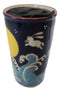 White Rabbits Jumping Over Moon Waves Ceramic Travel Mug Cup 12oz With Lid