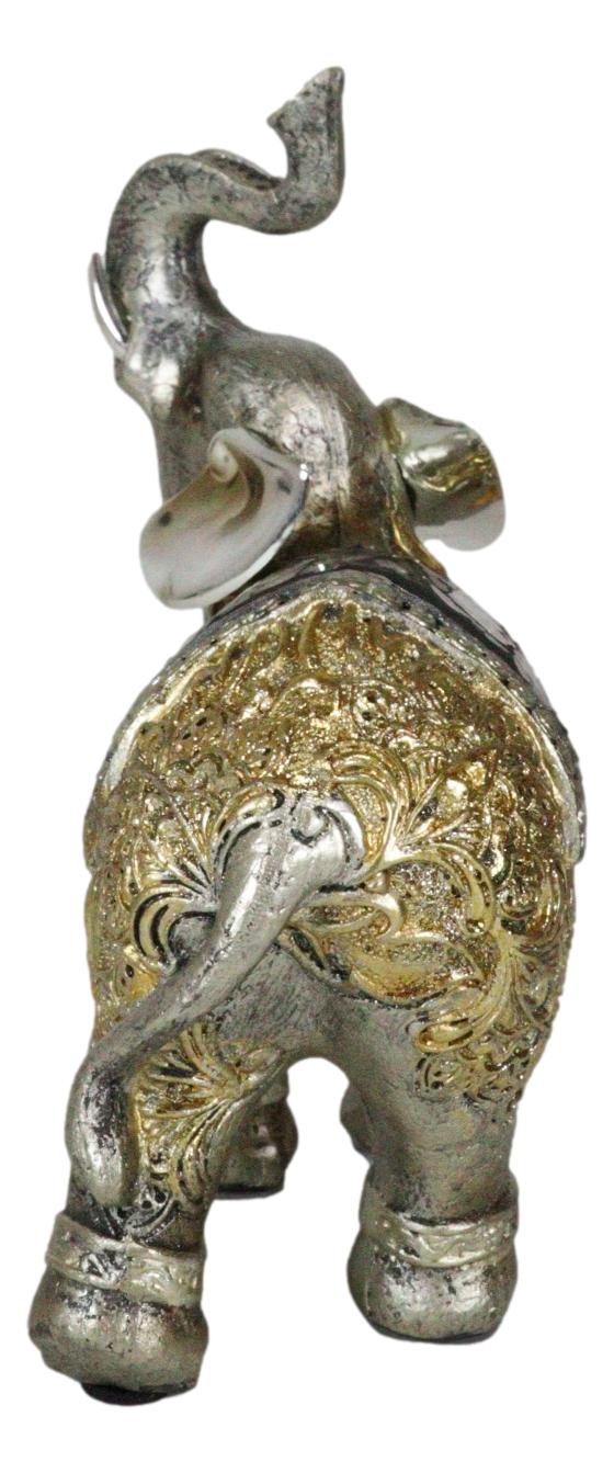 Ebros Bejeweled Mosaic Left Facing Feng Shui Elephant With Trunk Up Statue 6"H