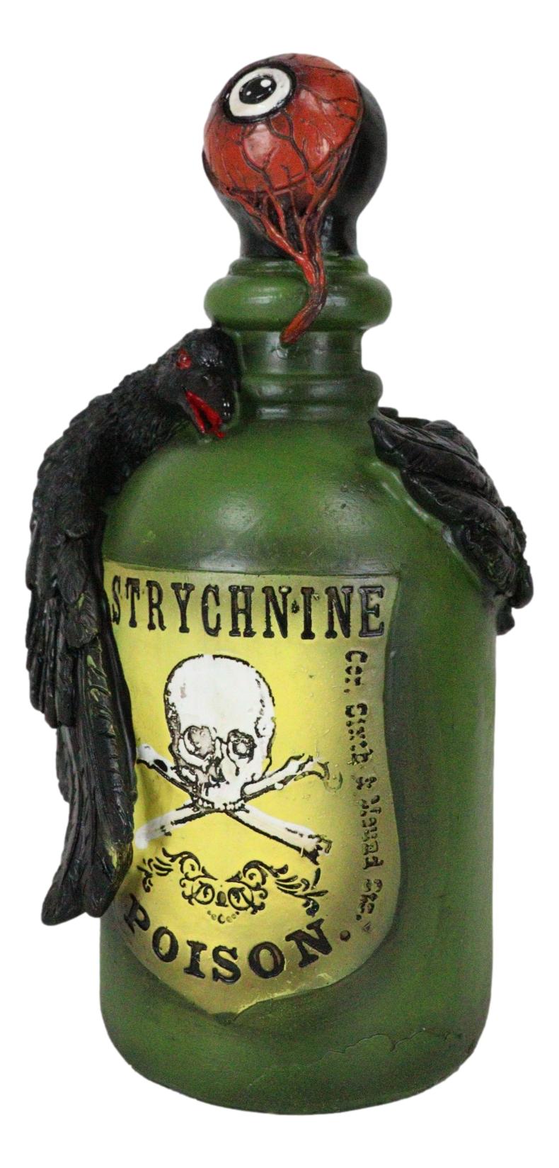 Wicca Paranormal Raven Crow With Eyeball Faux Poison Potion Bottle Prop Decor