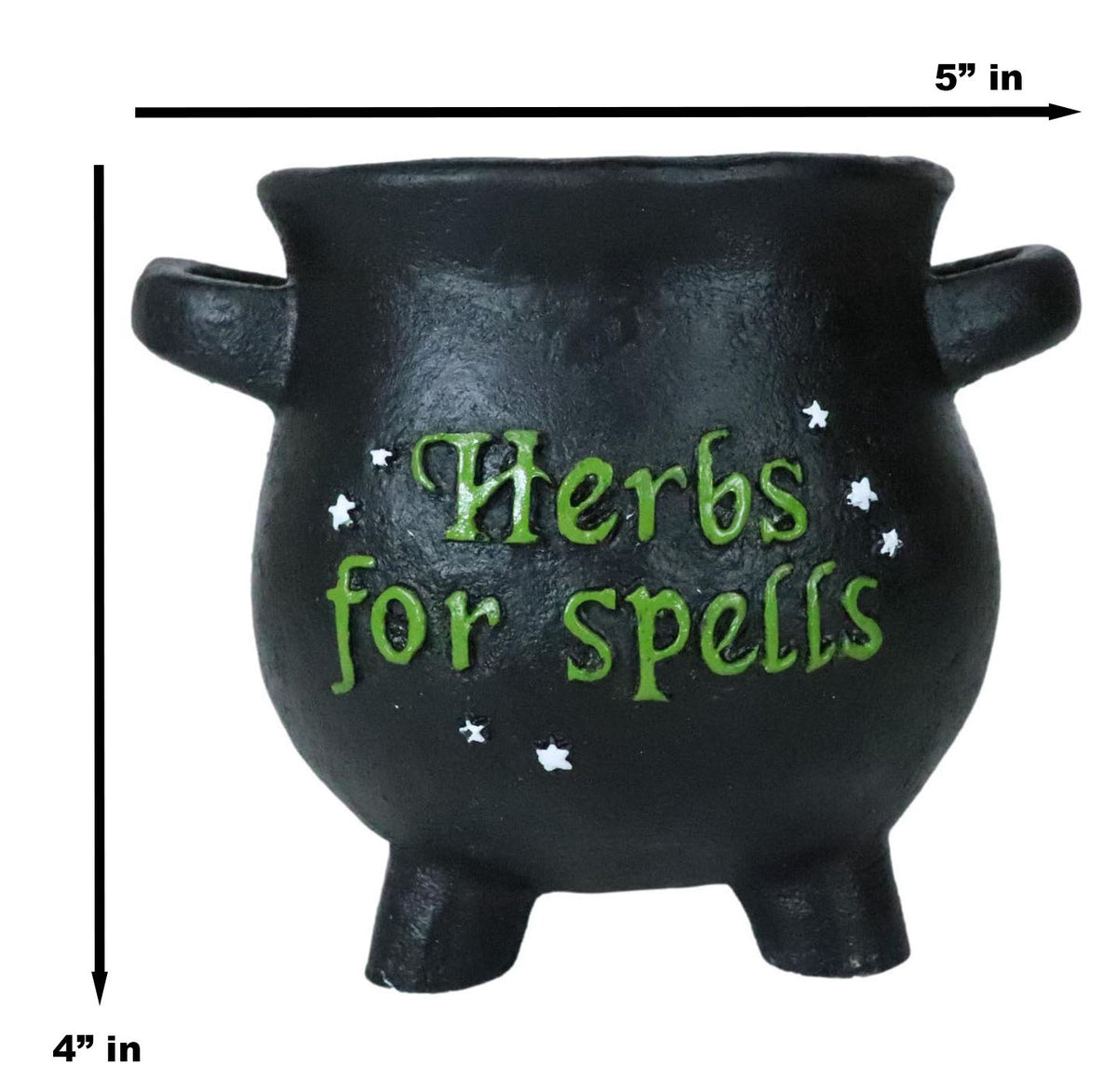 Green Thumb Gardening Black Witchcraft Herbs For Spells Cauldron Planter Pot 5"D