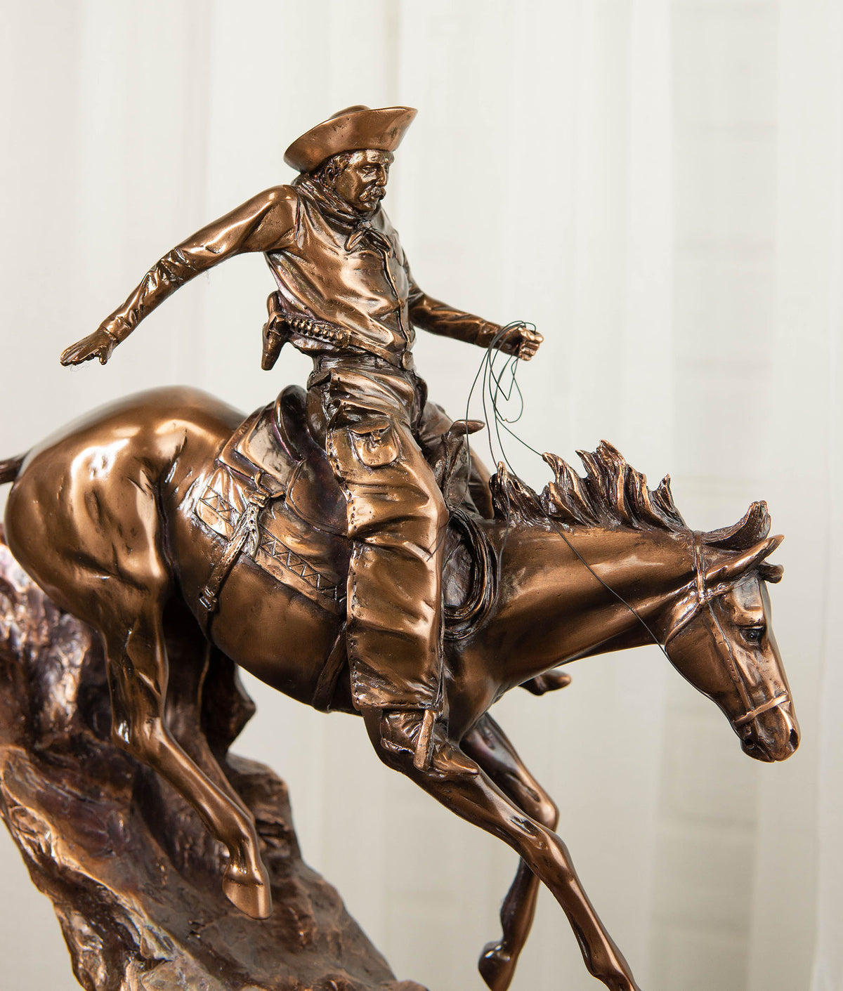 Ebros Rustic Wild West Cowboy Bandit Racing Down Rocky Slope On Horse Statue - Ebros Gift