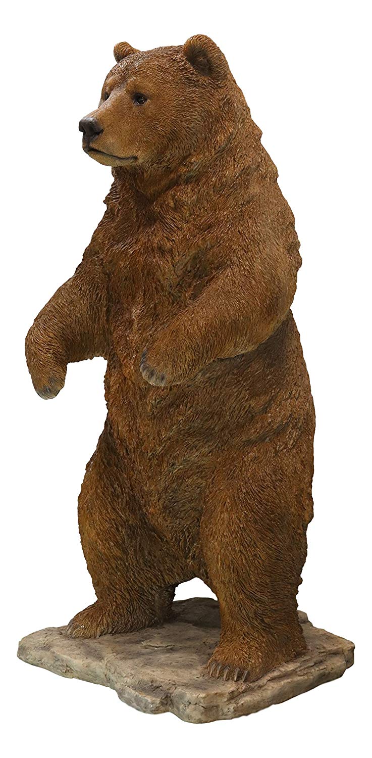 Ebros Giant Size Forest Wildlife Realistic Standing Brown Grizzly Bear Statue More Than 4' Feet Tall Rustic Cabin Lodge Hunter Decor Bears Figurine Gallery Quality Home and Patio Decorative Sculpture