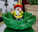 Gypsy Rasta Gnome Smoking Rolled Stash Sitting On Green Leaf Cigarette Ashtray