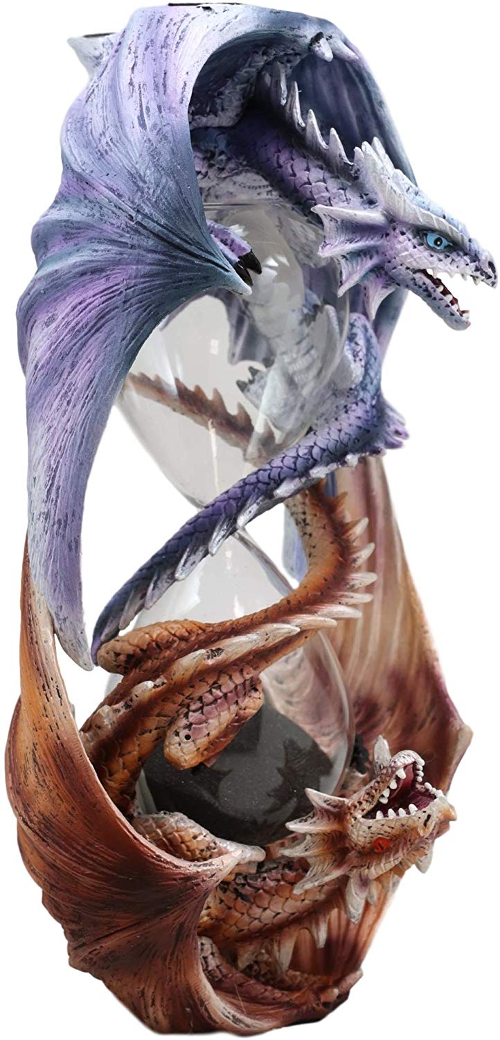 Ebros Invertible Elemental Ice and Fire Dual Dragon Sandtimer 7.5"H Anne Stokes