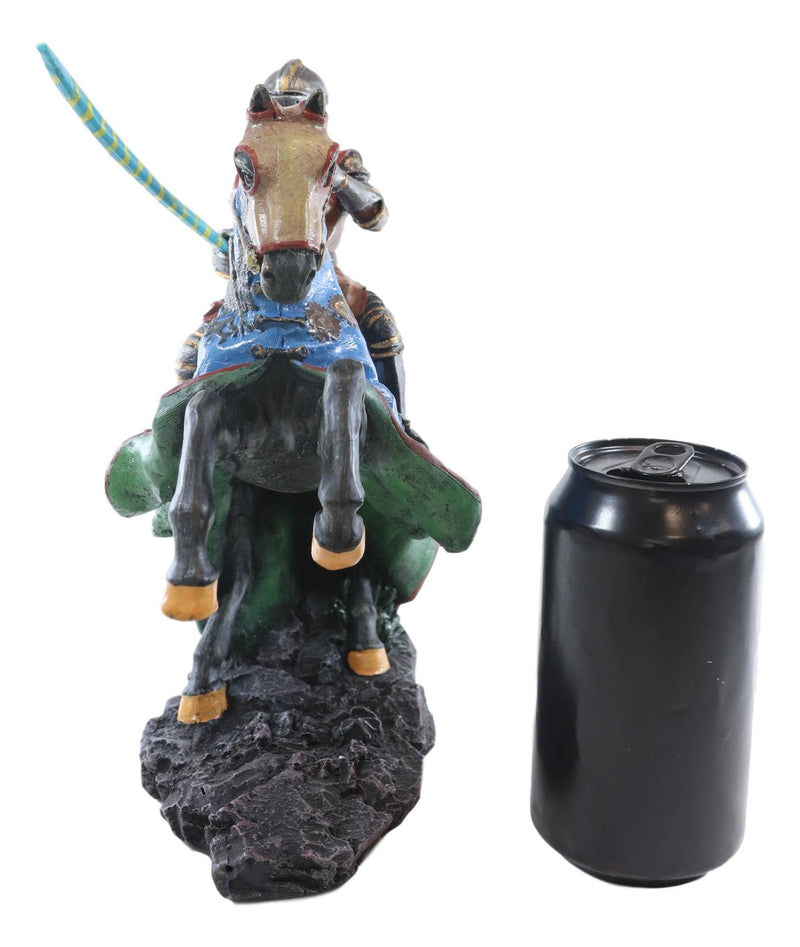 Medieval Jostling Lancing Tournament Knight On Horse Statue 10" Tall Handpainted