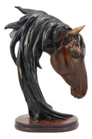 Ebros Cavalier Wild Stallion Horse Bust Sculpture 12.5"H In Mahogany Faux Wood