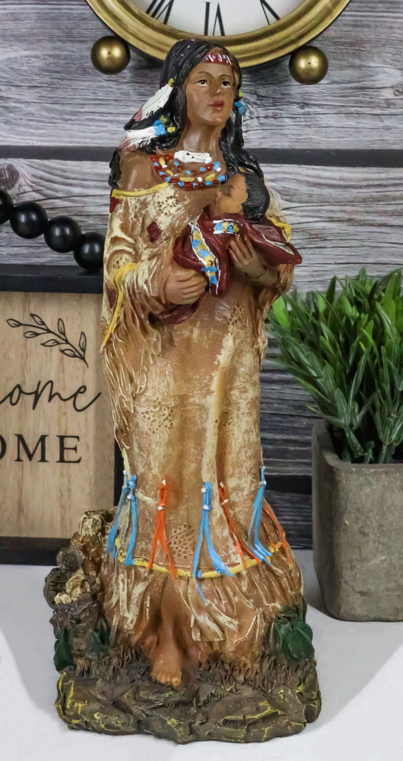 Native American Inca Indian Mother Cradling Baby Statue 10.5"Tall Pacha Mama