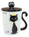 Witchy Black Cat With Golden Crown Ceramic Coffee Tea Mug Cup With Spoon And Lid