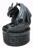 Celtic Knotwork Fantasy Fiery Dragon Guardian Round Decorative Trinket Box