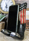 Rustic Western USA Flag Cowboy Boot Figurine Cell Phone Book Holder Easel Stand