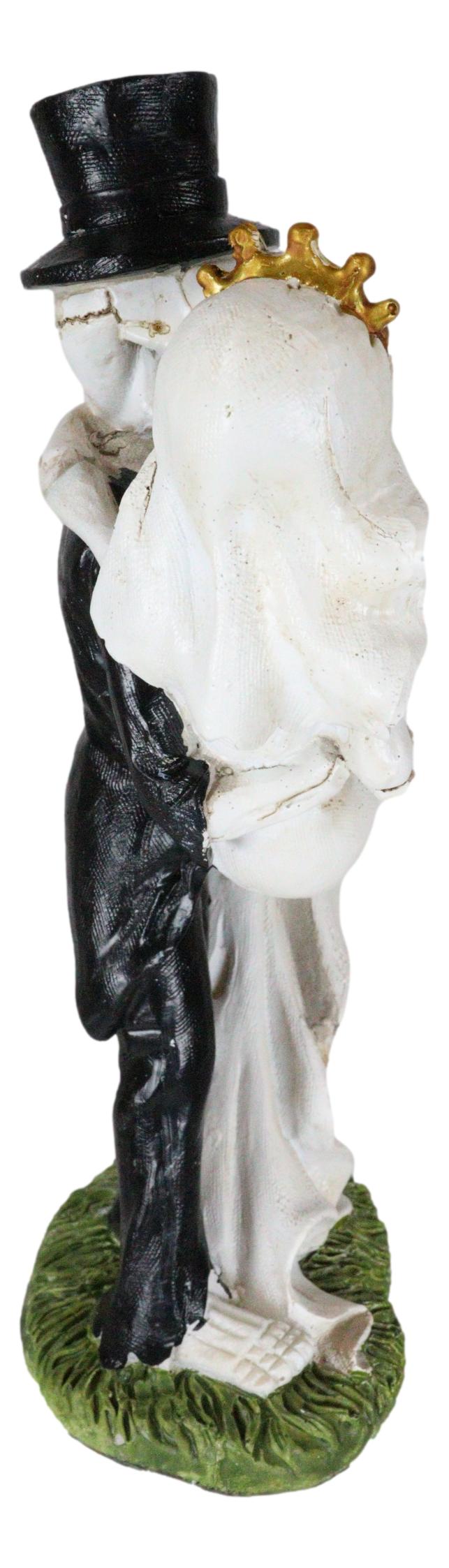 Love Never Dies Day of The Dead Skeleton Groom Carrying Bride With Rose Figurine