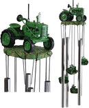 Ebros Old Fashioned Vintage Country Farm Green Tractor Model Wind Chime Garden