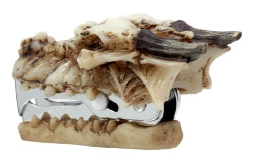Skeleton Ossuary Bone Dragon Head Staple Remover 3.25"L Desktop Office Accessory