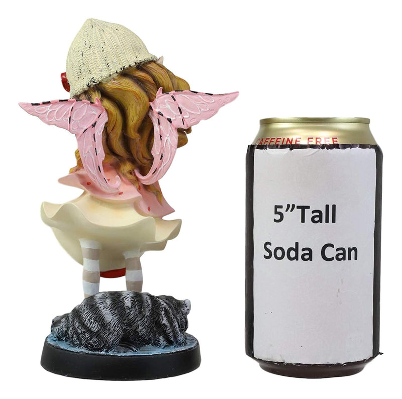 Ebros Dolly Fae Thinking Of You Pink Fairy Holding Alarm Clock With Raccoon Figurine