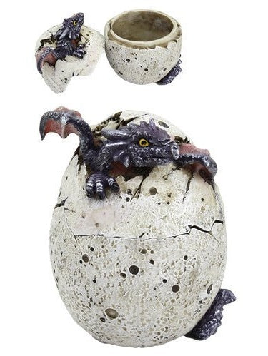 Ebros Fantasy Black Dragon Egg Hatchling Decorative Box Figurine 5" Long