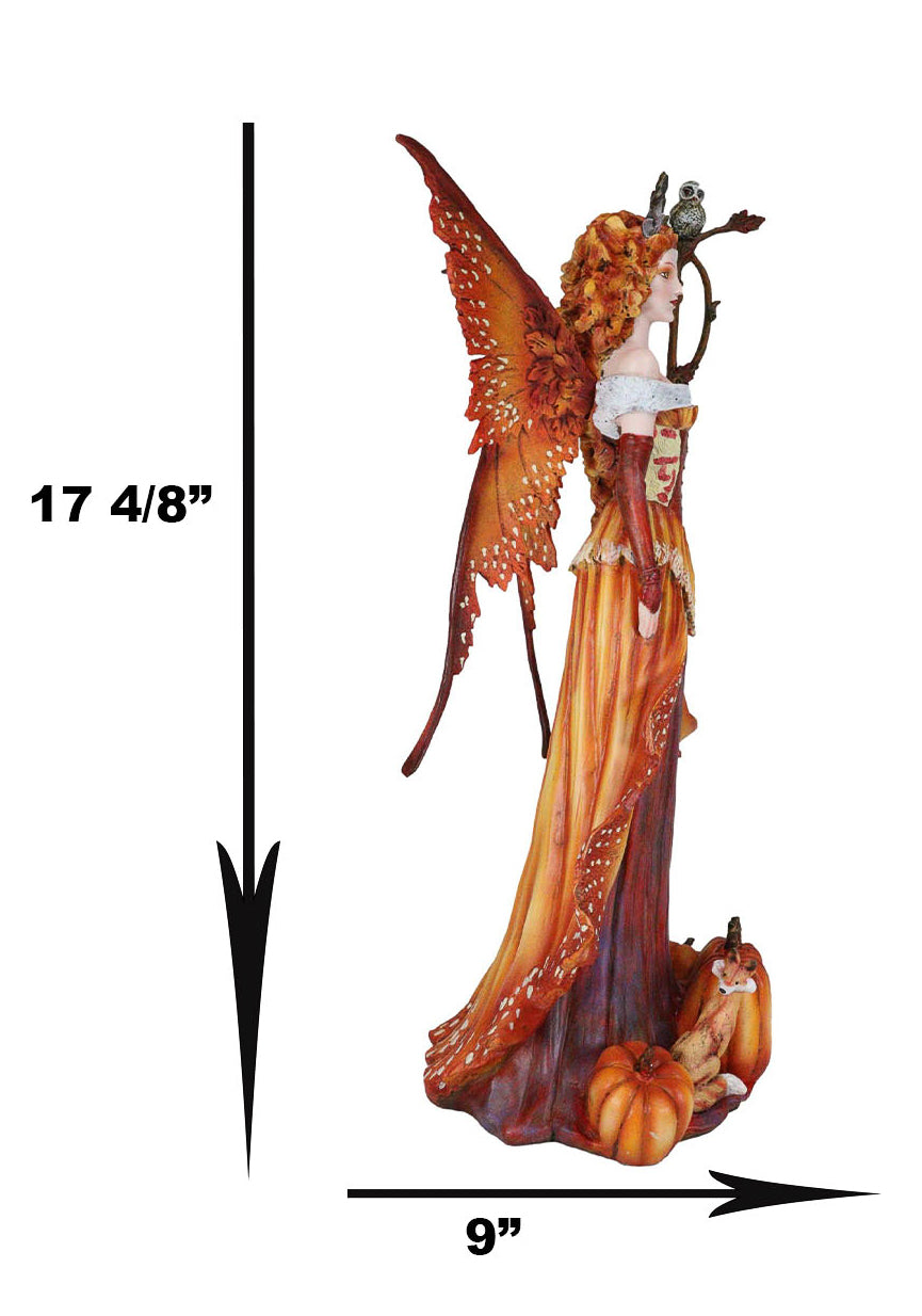 Ebros Amy Brown Pumpkin Queen Autumn Fairy Statue 17.5" Tall Fantasy Faery