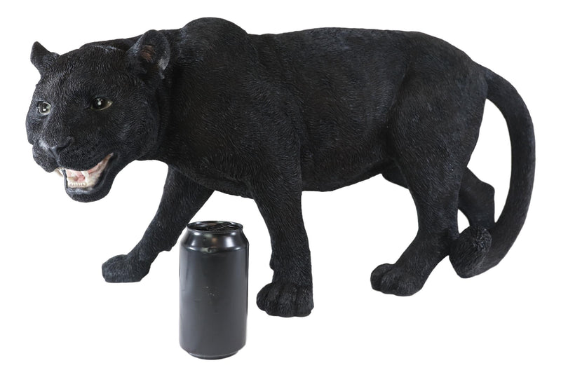 Grand Scale Realistic Black Panther Jaguar Leopard Prowling Statue 31"Long