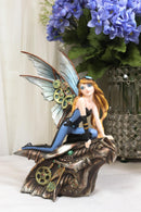 Ebros Steampunk Gearwork Pilot Fairy On Mechanical Cyborg Dragon Head Statue