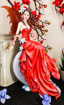 Ebros Nene Thomas Celestial Cupid Moon Crimson Wedding Fairy In Red Gown Statue