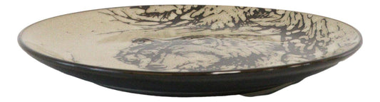 Pack Of 2 Rustic Western Forest Spirit Gray Wolf Salad Appetizer Plates 8.75"D