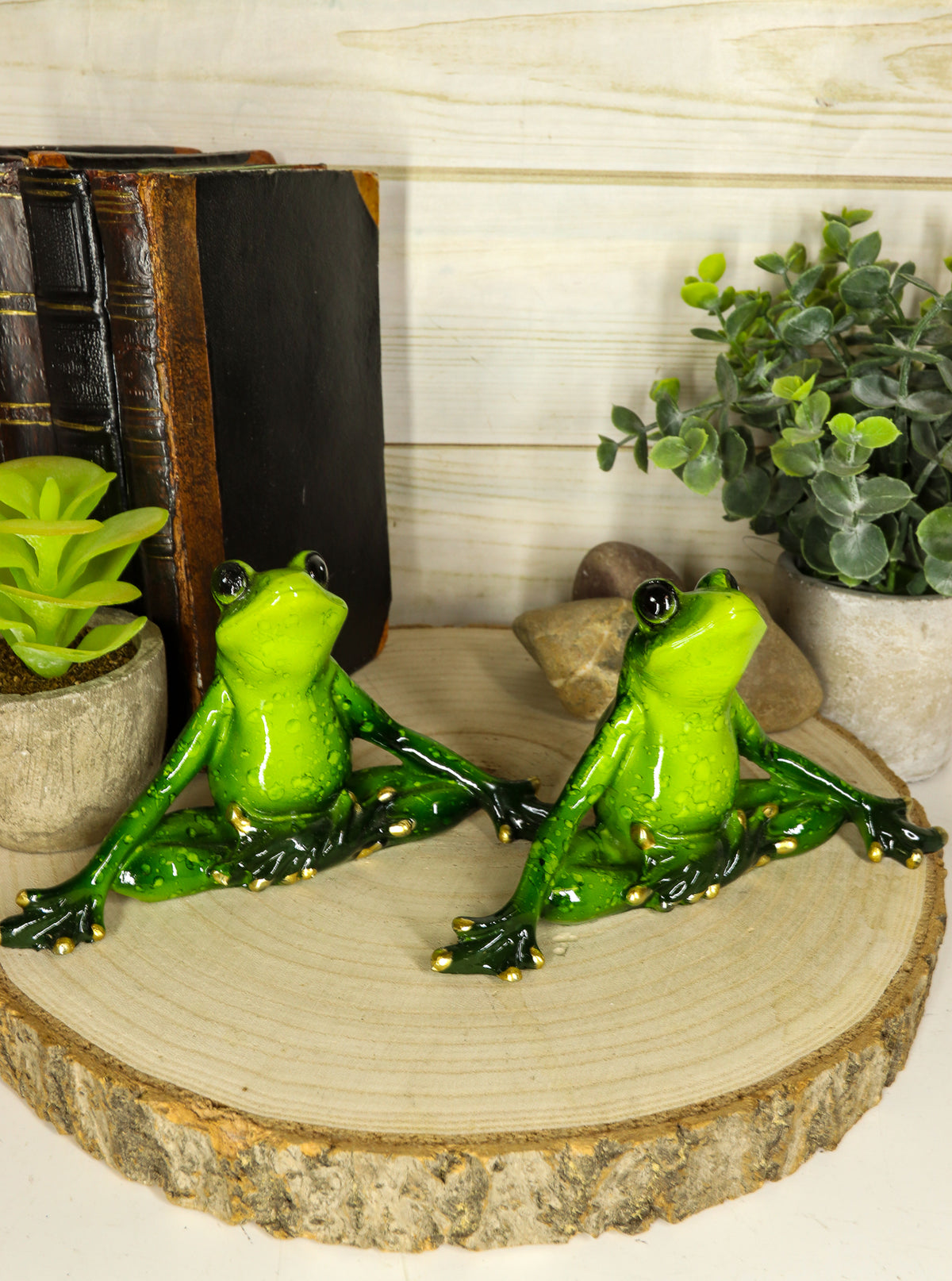 Meditating Twin Yoga Frogs Statue Buddha Frogs Decorative Sculpture Set 6"Long