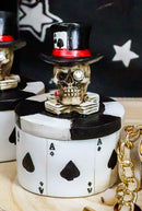 Ace of Spades Skull Poker Chip Cards Top Hat Skull Small Decorative Box Figurine