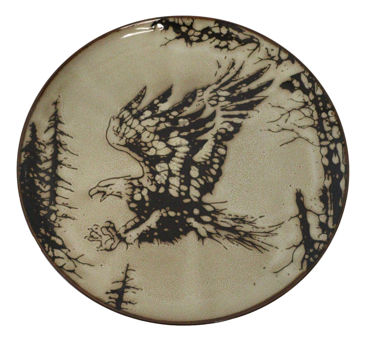 Pack Of 2 Rustic Western Patriotic Swooping Bald Eagle Round Dinner Plates 10"D