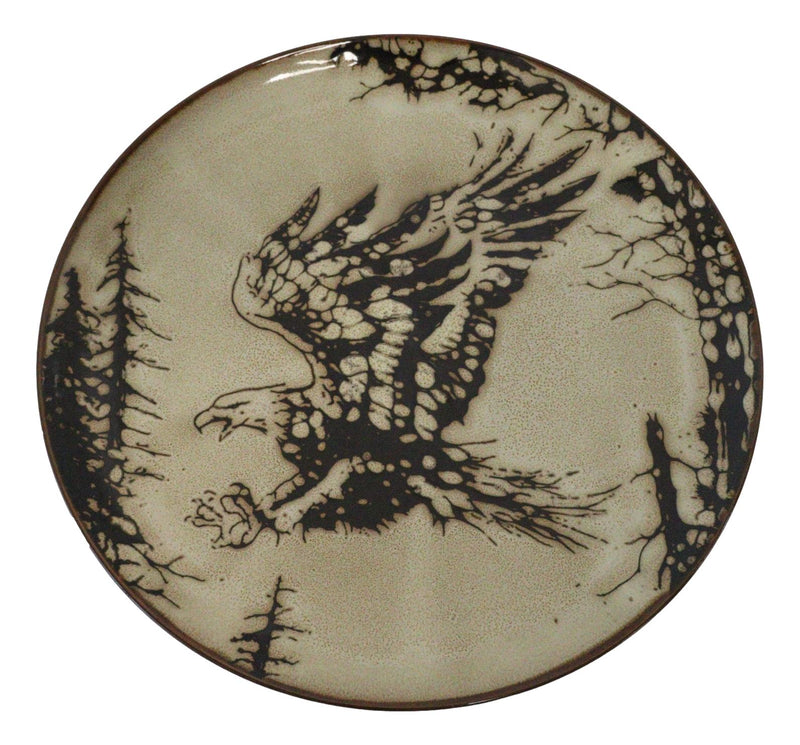 Pack Of 2 Rustic Western Patriotic Swooping Bald Eagle Round Dinner Plates 10"D
