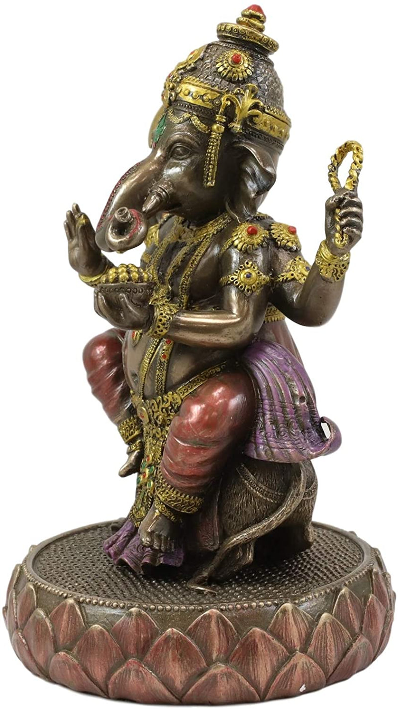 Ebros 8.25" Tall Hindu Supreme God Dancing Ganesha Chaturthi On Lotus Statue