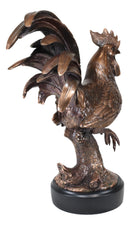 Ebros Decorative Large Rustic Country Farm Rooster Bronze Electroplated Statue