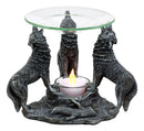 Ebros Moonlight Three Howling Wolves Oil Warmer Or Wax Tart Burner Diffuser