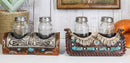 Pack of 2 Western Turquoise Gems Horse Saddle Salt and Pepper Shakers Holders