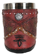 Rustic Western Cowgirl Boot W/ Lone Star Floral Faux Tooled Leather Coffee Mug