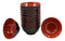 Contemporary Ridged Red Black Melamine Small 8oz Rice Miso Soup Bowl Set Of 12
